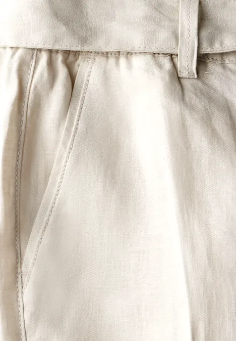 Leinen-Chino mit Gürtel moonstone sand