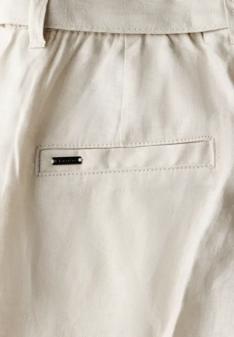 Leinen-Chino mit Gürtel moonstone sand