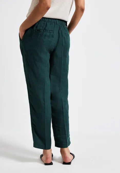 Leinen-Chino im Casual Fit dark garden green
