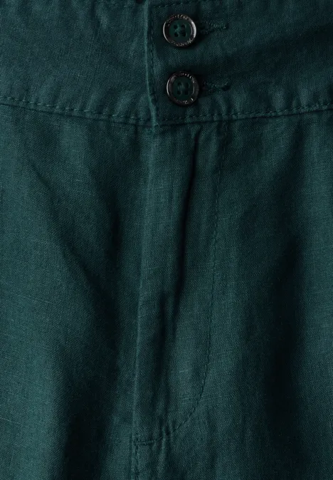 Leinen-Chino im Casual Fit dark garden green