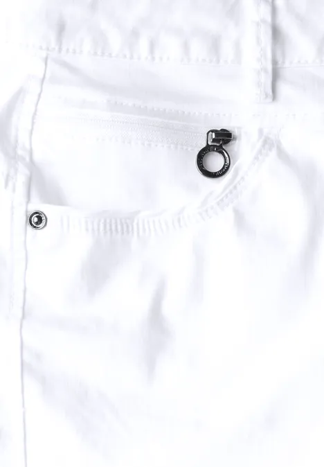 Satin Bermuda mit Zipper White
