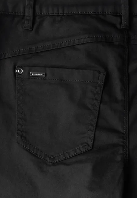 Satin Bermuda mit Zipper Black