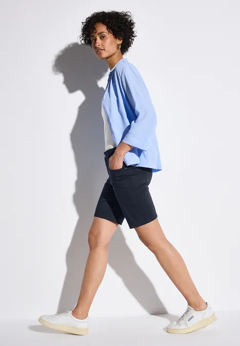 Satin Bermuda mit Zipper deep blue