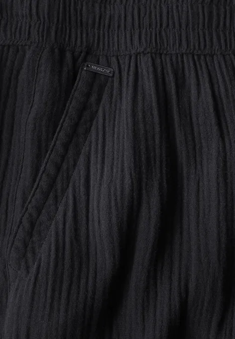 Musselin Wide Leg Hose Black