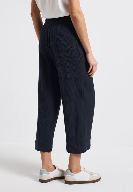 Musselin Wide Leg Hose deep blue