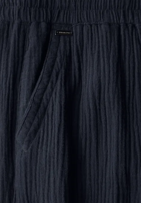 Musselin Wide Leg Hose deep blue