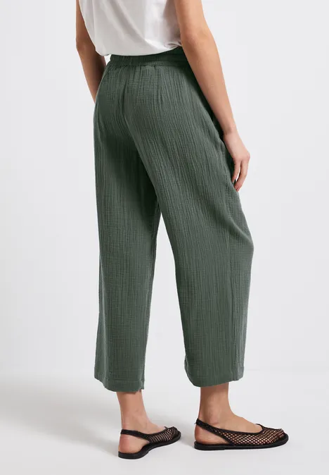 Musselin Wide Leg Hose muse green