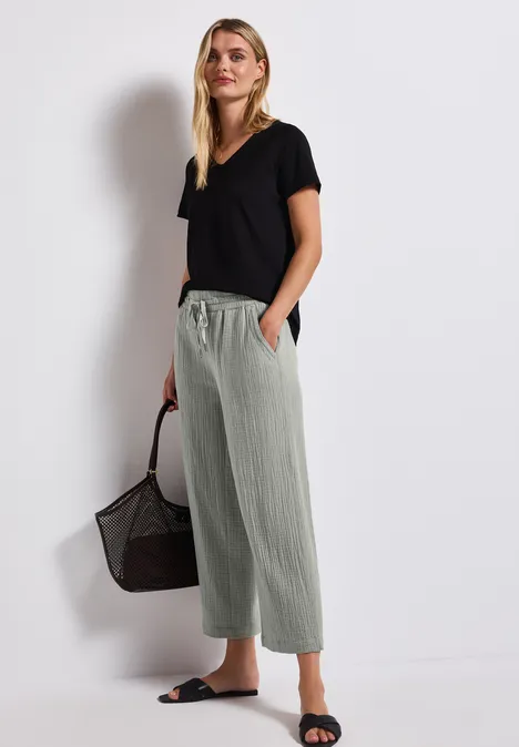 Musselin Wide Leg Hose pastel green