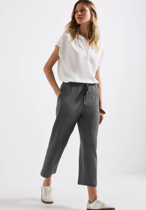 Musselin Wide Leg Hose overcast grey