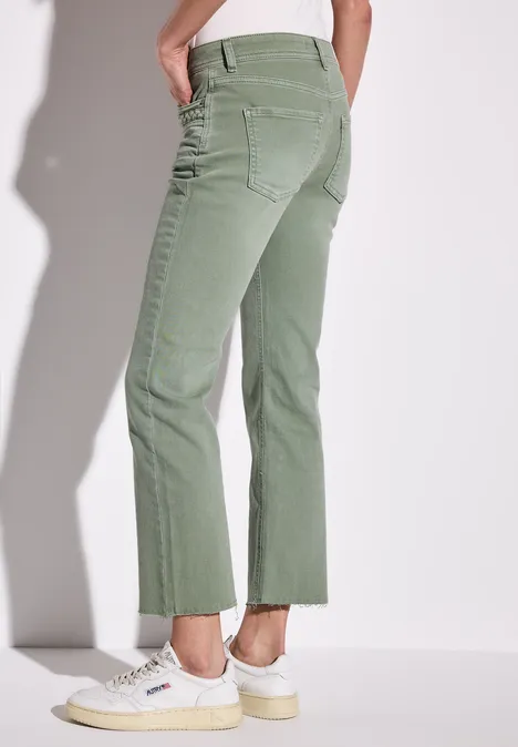 Flared Leg Jeans Dusty Green Washed
