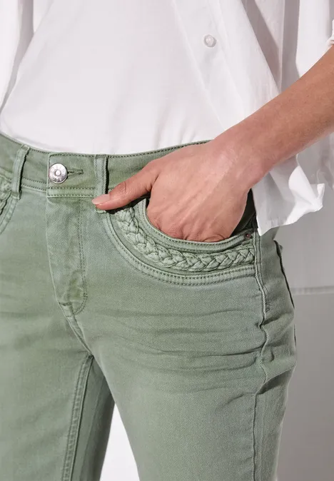 Flared Leg Jeans Dusty Green Washed