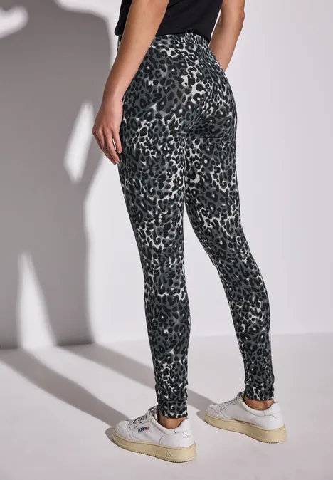 Leggings mit Leo-Muster metallic grey