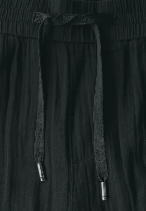 Wide Leg Musselin Hose pine grove green