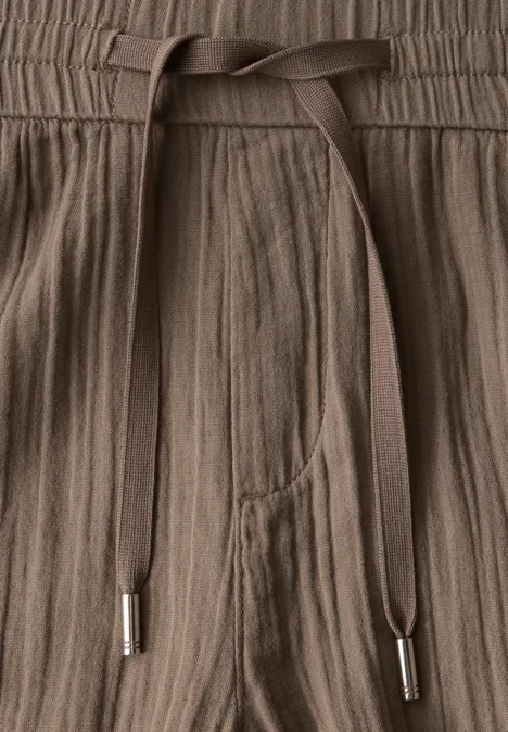 Wide Leg Musselin Hose mute mocha