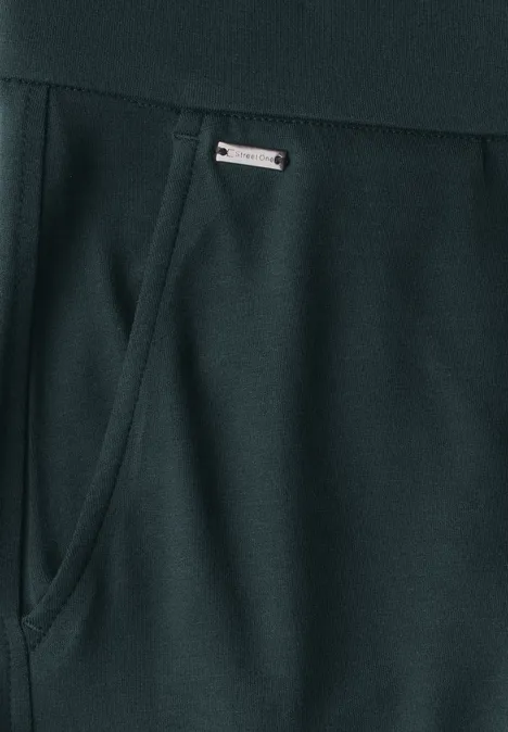 Wide Leg Jersey-Hose hunter green