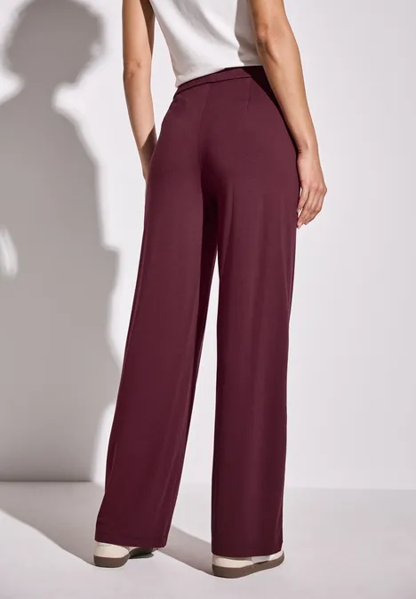 Wide Leg Jersey-Hose dark cherry red