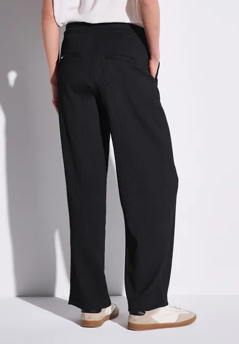 Wide Leg Hose mit Struktur Black