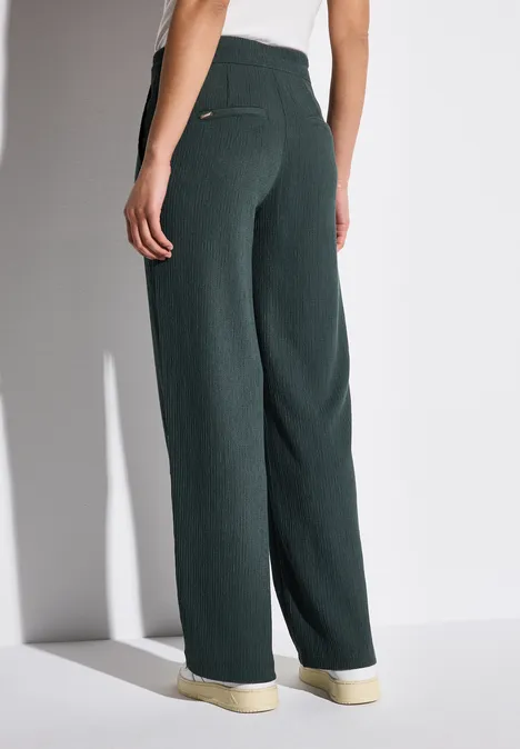 Wide Leg Hose mit Struktur marshy green