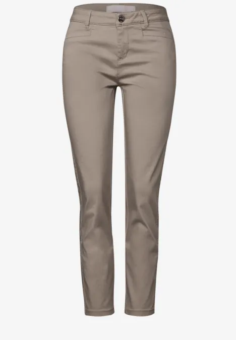 Satin-Hose im Casual Fit vintage stone