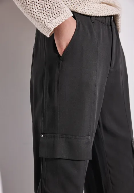 Paperbag Hose im Cargo-Look granite grey
