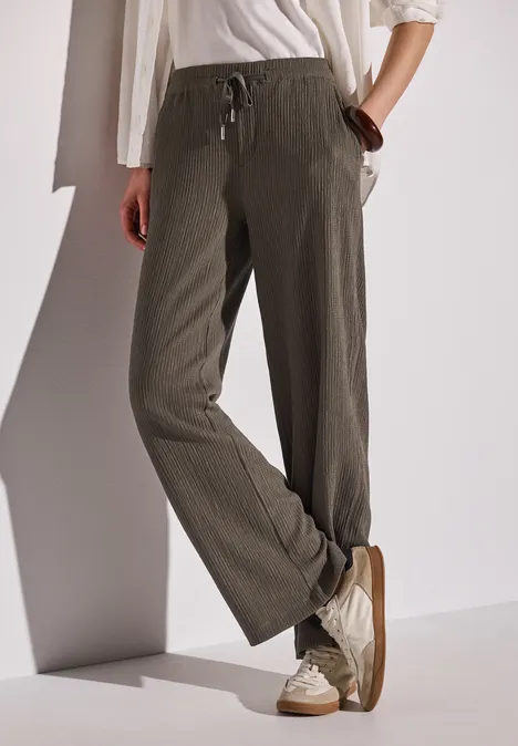 Wide Legs broek met structuur acron brown