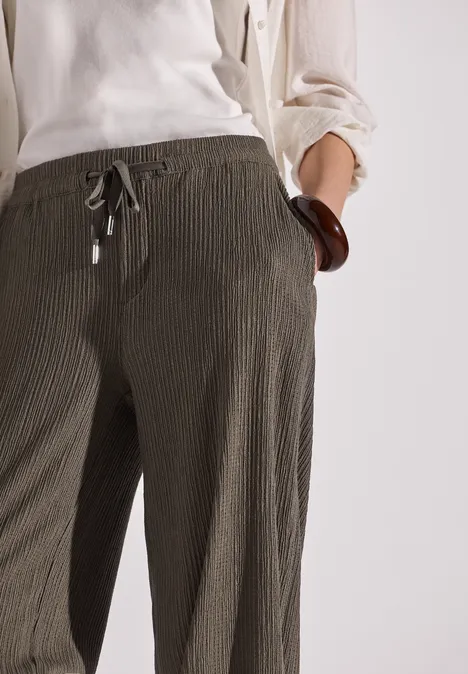 Wide Legs broek met structuur acron brown
