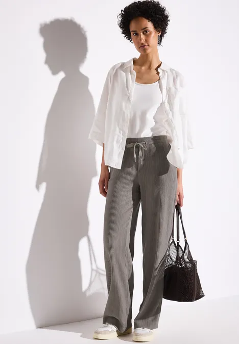 Wide Leg Hose mit Struktur vintage stone