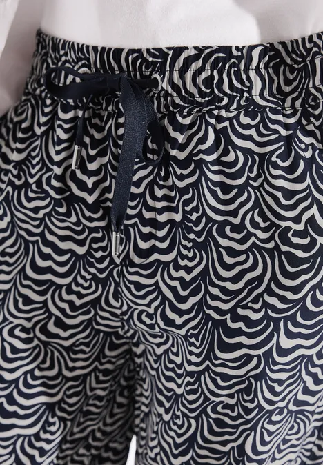 Gemusterte Wide Leg Hose deep blue
