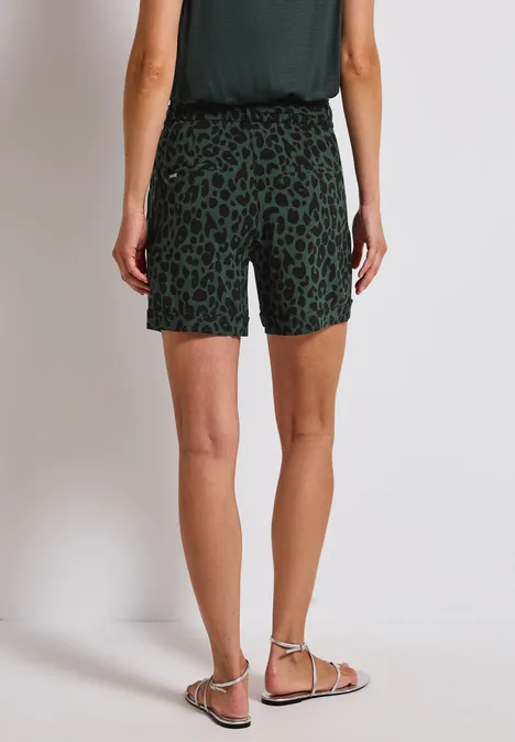 Gemusterte Paperbag Shorts mid green