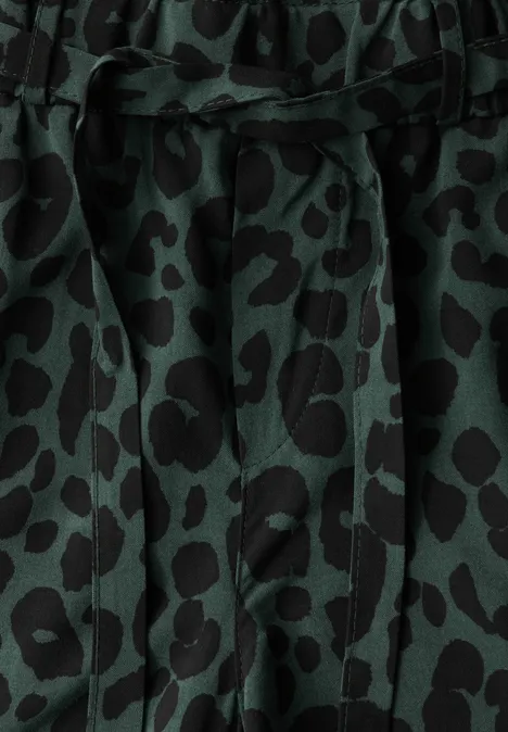 Gemusterte Paperbag Shorts mid green