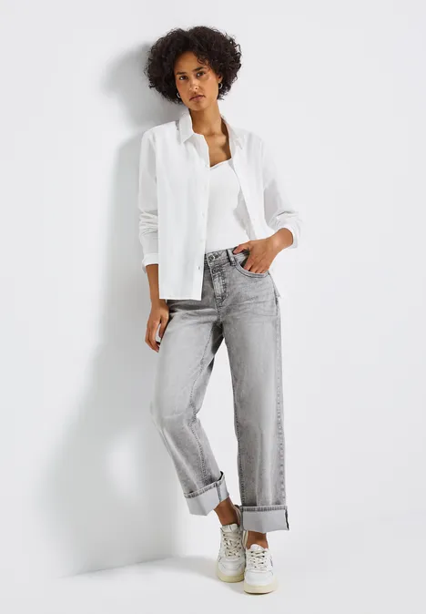 Straight Leg Jeans light ice grey washed