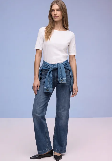 Wide Legs Jeans mid blue soft washed