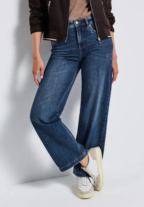 Wide Leg Jeans mid blue soft washed