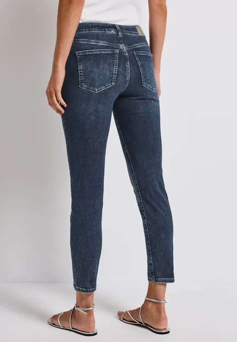 Jeans mit Schlitz und Nieten Dark Blue Wash