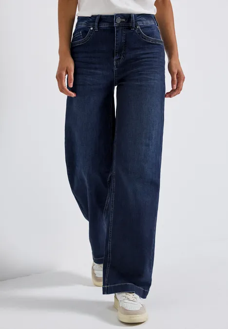 Wide Leg Jeans deep indigo soft washed