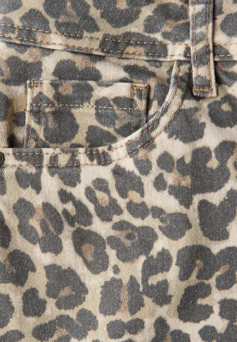 Denim Shorts mit Leo-Muster Leo Print Washed