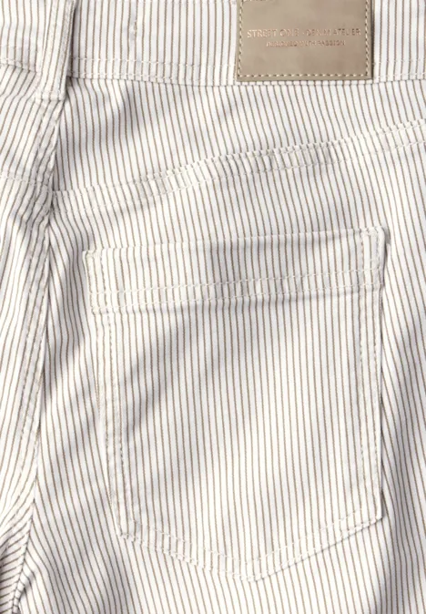 Gestreifte 7/8 Jeans Beige Stripe Washed