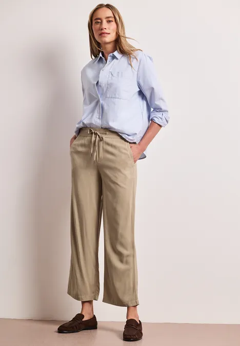 Broeken met wijde pijpen safari beige