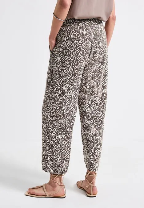 Gemusterte Wide Leg Hose nomad brown