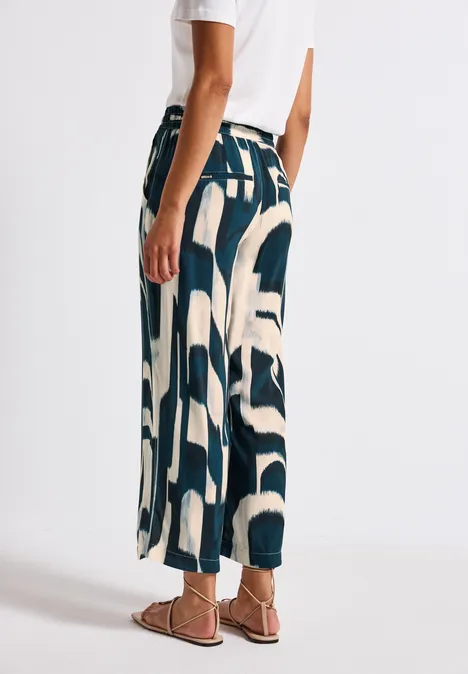 Ikat Wide Leg Hose tide blue