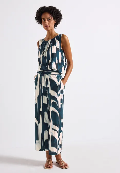 Ikat Wide Leg Hose tide blue