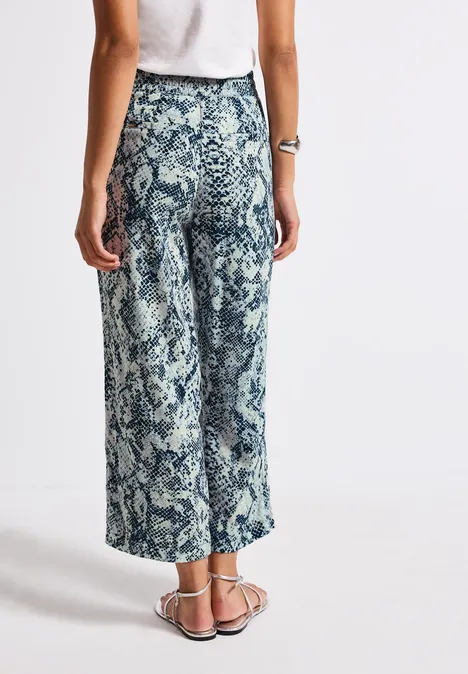 Snake Print Wide Leg Hose arona blue
