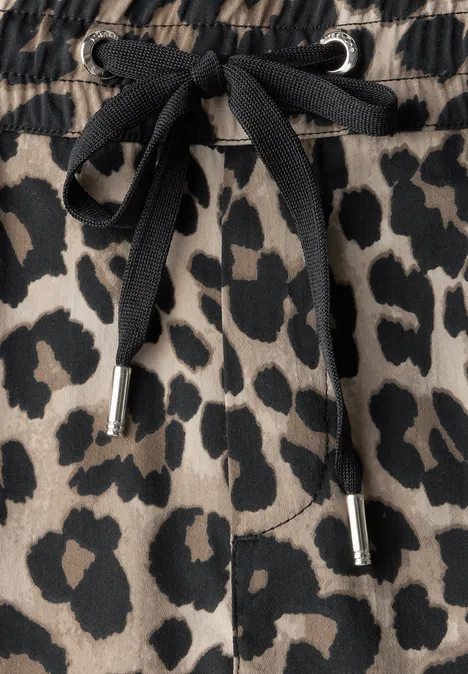 Loose Fit Hose mit Leo-Print Black