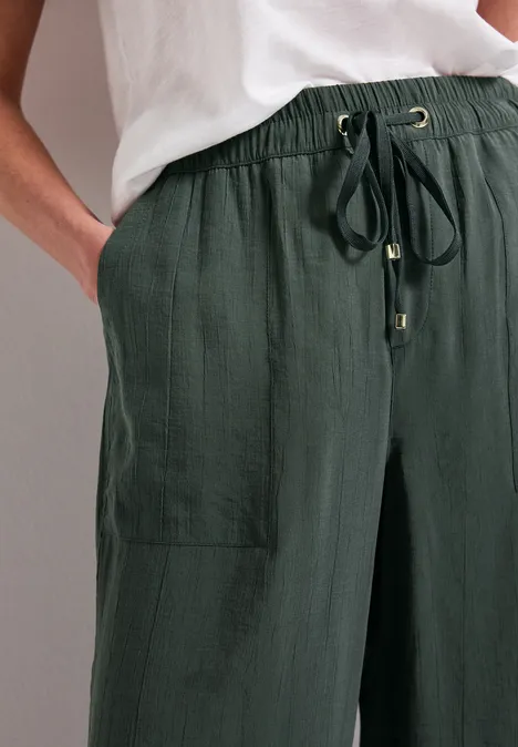 Wide Leg Strukturhose mid green