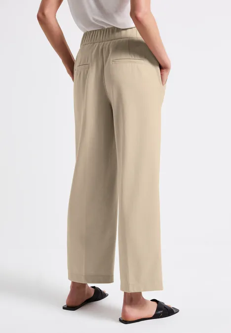 Straight Leg Piqué Hose coastal beige