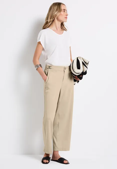 Straight Leg Piqué Hose coastal beige