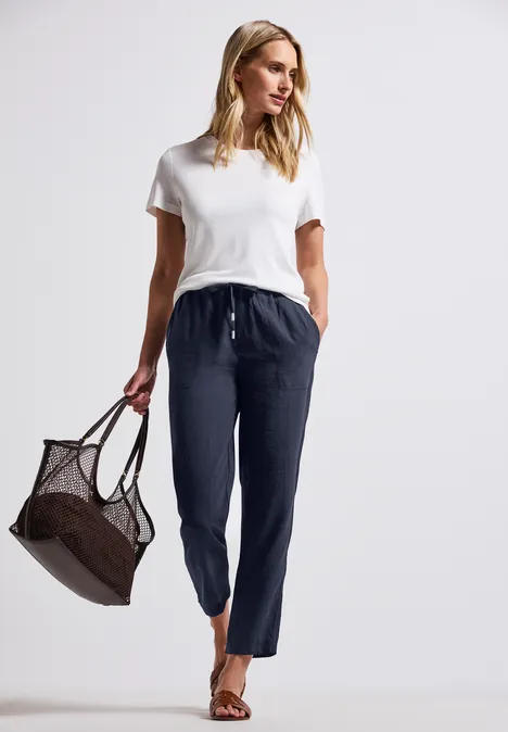 Loose Fit Hose mit Struktur deep blue