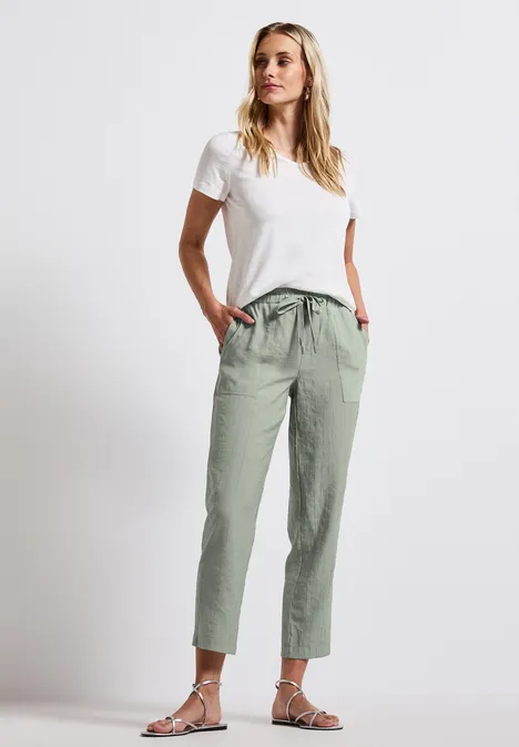 Loose Fit Hose mit Struktur dusty milky green