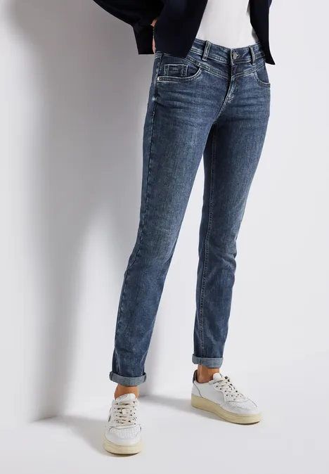 Low Waist Jeans mid blue random washed