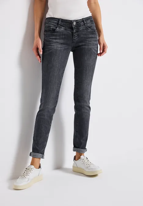 Low Waist Jeans dark steel grey washed